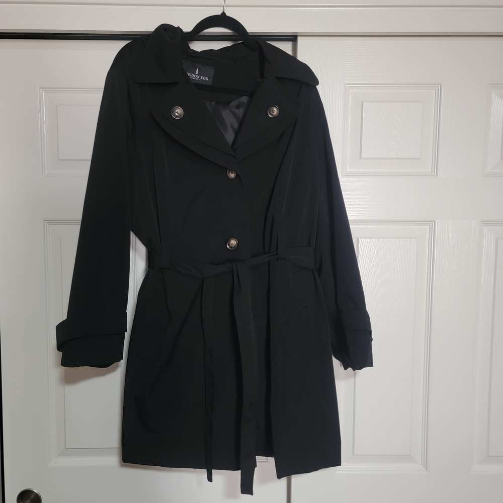 London Fog Elegant Black Trench Coat